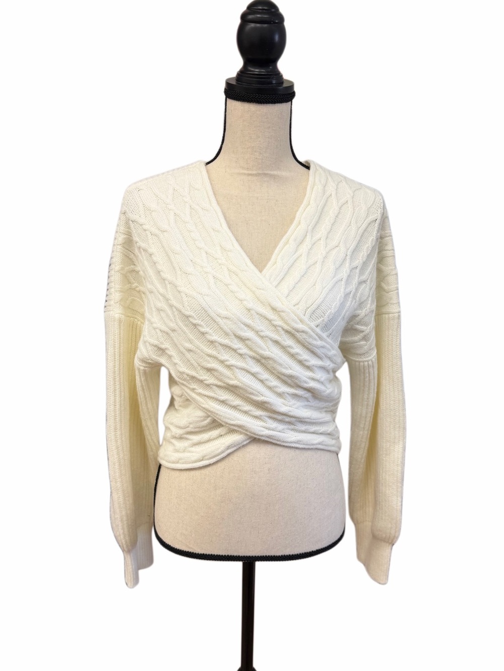 &Merci Cable Knit Wrap V-Neck Sweater